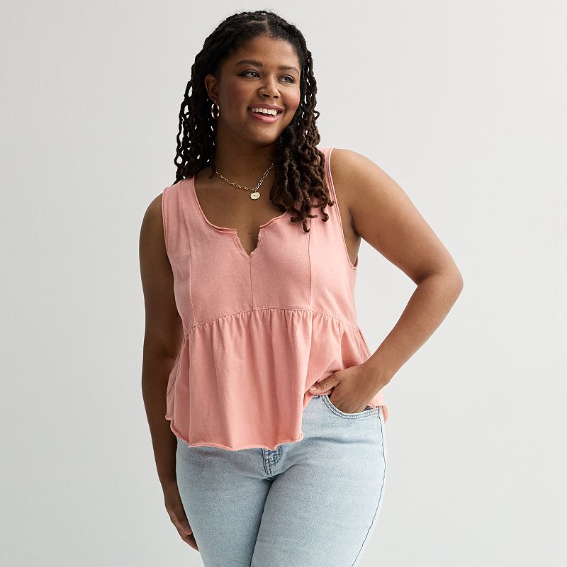 Juniors' Plus Size SO® Relaxed Babydoll Tank Top, Girl's, Size: 1XL, Beauty Blush
