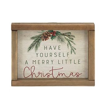 Parisloft Mini Christmas Wood Sign with Sentiment, 7.875 x 1.625 x 6 in