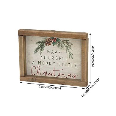 Parisloft Mini Christmas Wood Sign with Sentiment, 7.875 x 1.625 x 6 Inches