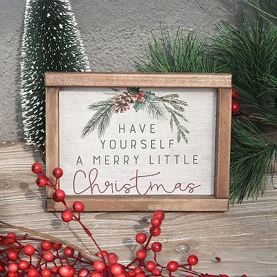 Parisloft Mini Christmas Wood Sign with Sentiment, 7.875 x 1.625 x 6 Inches