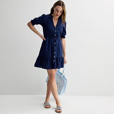 Women's Sonoma Goods For Life® Ruffle Collar Tie Waist Dress