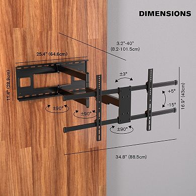 ProMounts Premium Full Motion TV Wall Mount with 40 Inch Extension Long Arm for TVs for 32-80 Inch