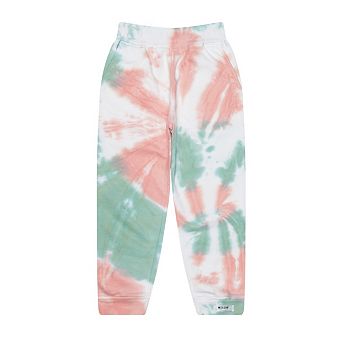 Youth Tie Dyed Joggers in Coral Trails