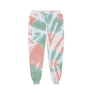 Youth Tie Dyed Joggers in Coral Trails