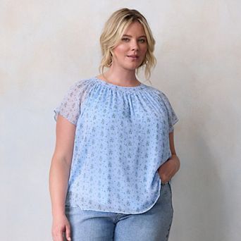 Plus Size LC Lauren Conrad Shirred Neck Top