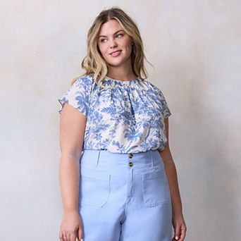 Plus Size LC Lauren Conrad Shirred Neck Top