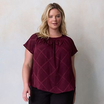 Plus Size LC Lauren Conrad Shirred Neck Top