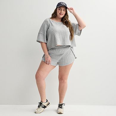 Juniors' Plus SO® Boxy Waffle Knit Tee