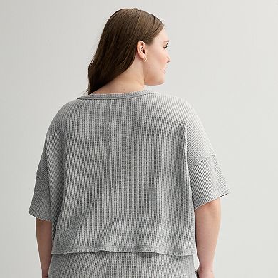 Juniors' Plus SO® Boxy Waffle Knit Tee