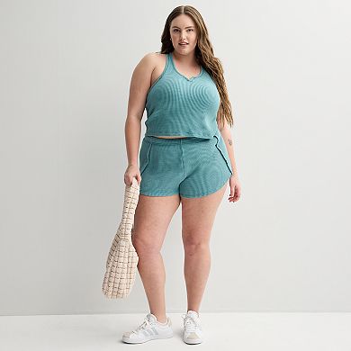 Juniors' Plus Size SO® Waffle Racerback Tank Top