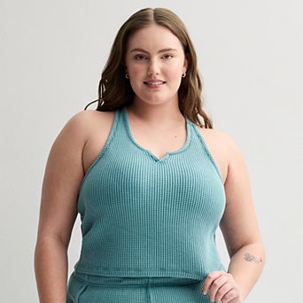 Juniors' Plus Size SO® Waffle Racerback Tank Top