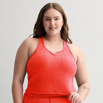 Juniors' Plus Size SO® Waffle Racerback Tank Top