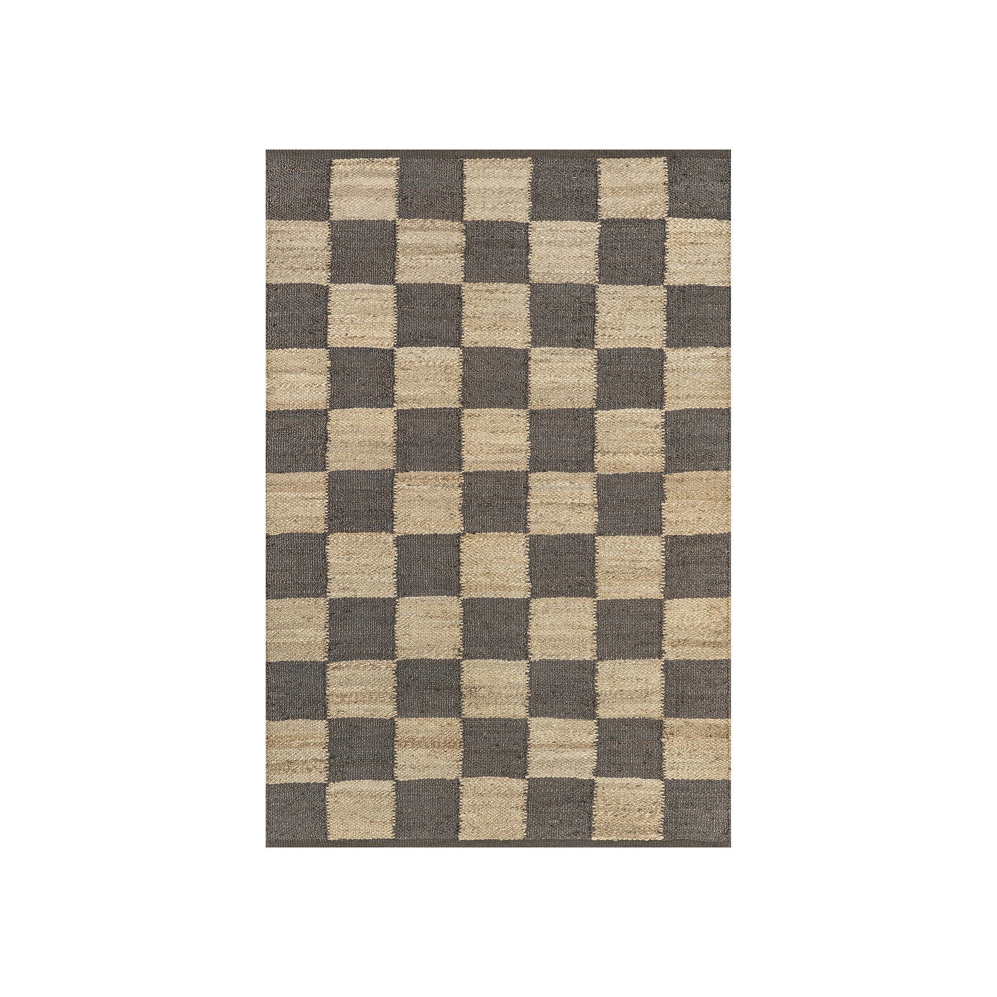 nuLOOM Christana Traditional Checkered Jute Area Rug, Dark Gray