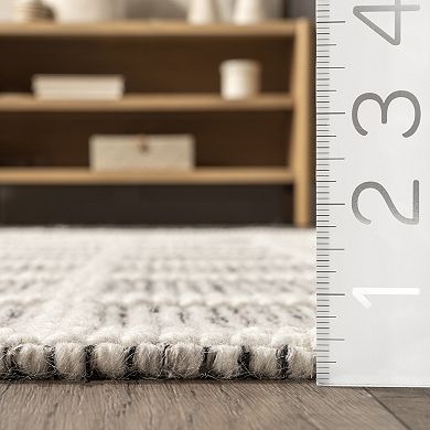 nuLOOM Huia Casual Striped Wool Blend Tassel Area Rug