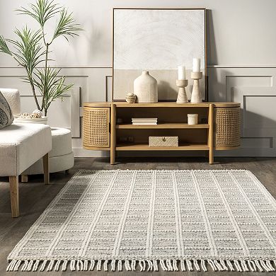 nuLOOM Huia Casual Striped Wool Blend Tassel Area Rug