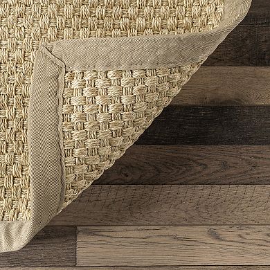 nuLOOM Meena Faux Seagrass Bordered Indoor / Outdoor Area Rug