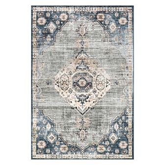 nuLOOM Kallipoe Faded Medallion Machine Washable Area Rug