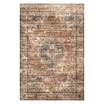 nuLOOM Karrigan Faded Medallion Machine Washable Area Rug