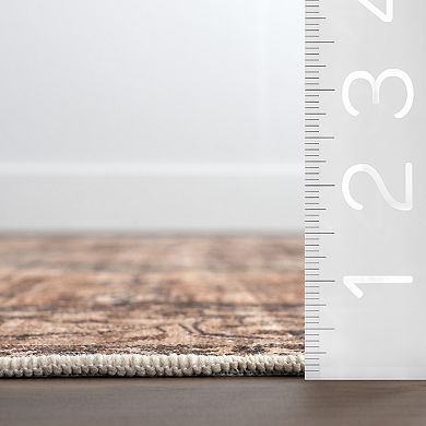 nuLOOM Karrigan Faded Medallion Machine Washable Area Rug