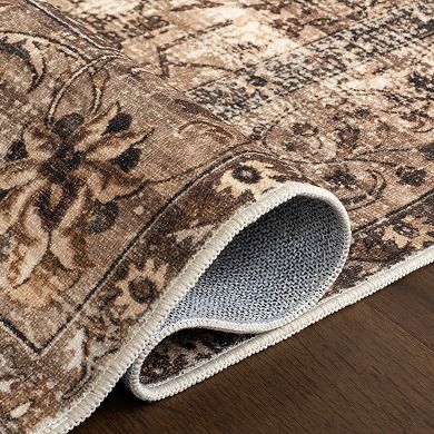 nuLOOM Karrigan Faded Medallion Machine Washable Area Rug