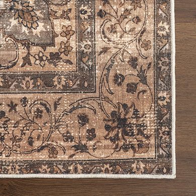 nuLOOM Karrigan Faded Medallion Machine Washable Area Rug