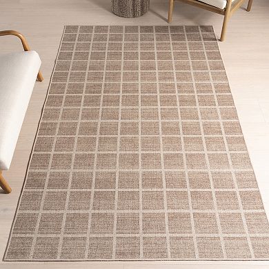 nuLOOM Daena Minimalist Checkered Machine Washable Area Rug