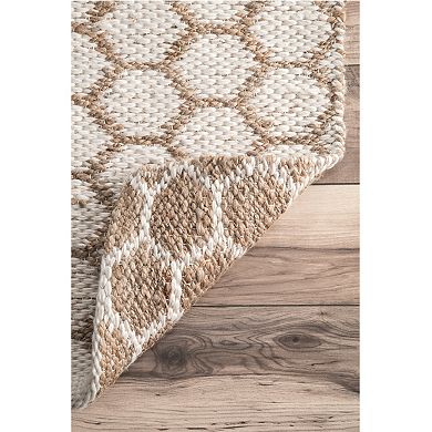 nuLOOM Alisha Woven Jute Reversible Honeycomb Area Rug