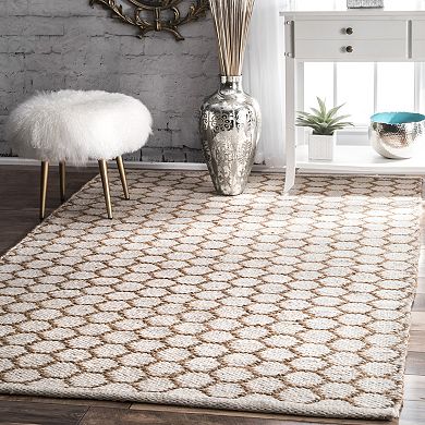 nuLOOM Alisha Woven Jute Reversible Honeycomb Area Rug