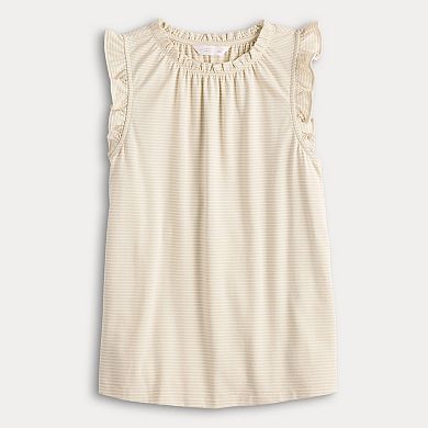 Petite LC Lauren Conrad Ruffle Sleeve Crewneck Top