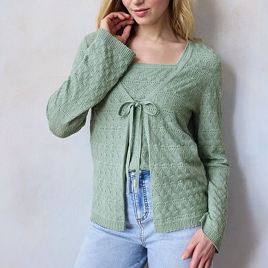 Women's LC Lauren Conrad V-Neck Pointelle Cardigan