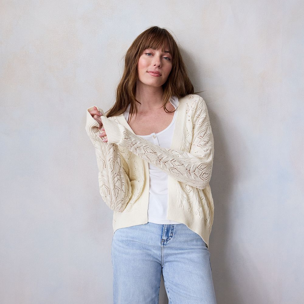 Women's LC Lauren Conrad Pointelle Open Cardigan
