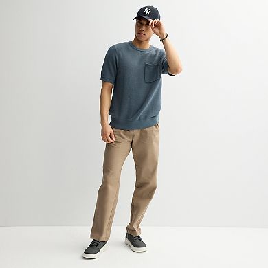Men's Sage and Steel Short Sleeve Textured Stitch Sweater Tee