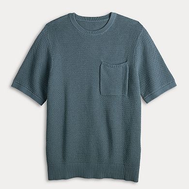Men's Sage and Steel Short Sleeve Textured Stitch Sweater Tee