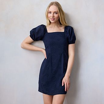 Petite LC Lauren Conrad Puff Sleeve Square Neck Mini Dress