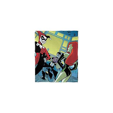 Dc Comics Batman Harley Quinn Batcave Break In Silk Touch Throw Blanket