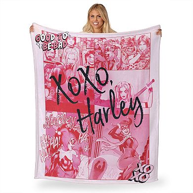 Dc Comics Batman Pink Harley Quinn Panels Silk Touch Throw Blanket