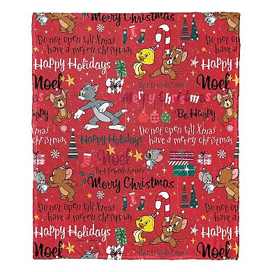Warner Bros. Tom And Jerry Festive Cheer Silk Touch Throw Blanket 50x60 Inches