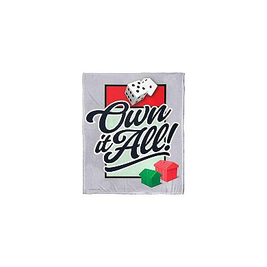 Hasbro Monopoly Own It All Silk Touch Throw Blanket 50x60 Inches