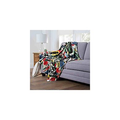 Dc Comics Batman Sticker Collage Silk Touch Throw Blanket