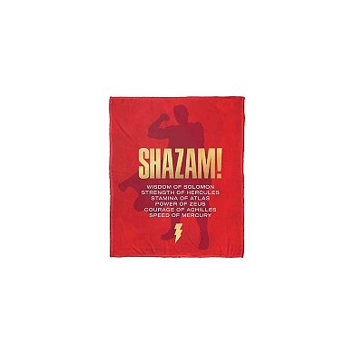 Warner Bros. DC Comics Shazam List Of Powers Silk Touch Throw Blanket 50x60 Inches