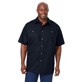 KingSize Men's Big & Tall Solid Wrinkle-Resistant Short Sleeve Button Down