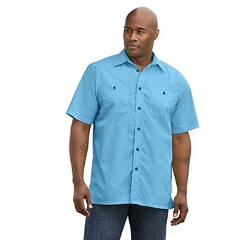 KingSize Men's Big & Tall Solid Wrinkle-Resistant Short Sleeve Button Down
