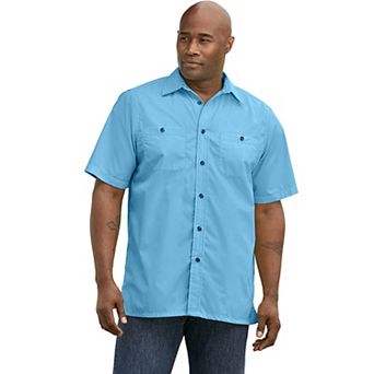 KingSize Men's Big & Tall Solid Wrinkle-Resistant Short Sleeve Button Down