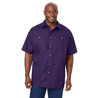 KingSize Men's Big & Tall Solid Wrinkle-Resistant Short Sleeve Button Down