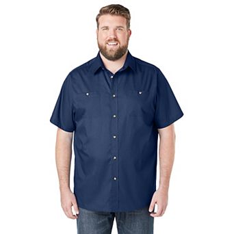 KingSize Men's Big & Tall Solid Wrinkle-Resistant Short Sleeve Button Down