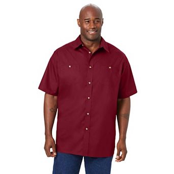 KingSize Men's Big & Tall Solid Wrinkle-Resistant Short Sleeve Button Down