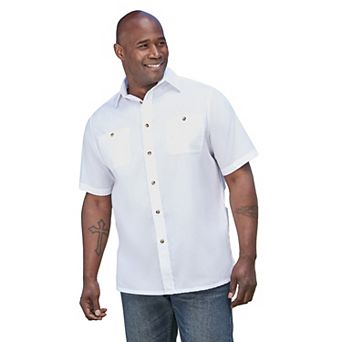 KingSize Men's Big & Tall Solid Wrinkle-Resistant Short Sleeve Button Down