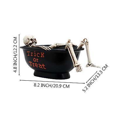 Parisloft Trick or Treat Polyresin Skeleton Ghost Decor ,Halloween Decorations, 4.8" H