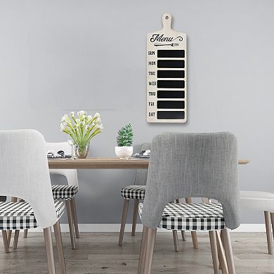 Parisloft Whitewashed Wood Chalkboard Weekly Menu Planner for Kitchen, Dining Room, 23.6"H