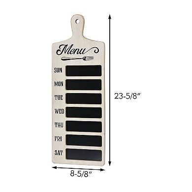Parisloft Whitewashed Wood Chalkboard Weekly Menu Planner for Kitchen, Dining Room, 23.6"H